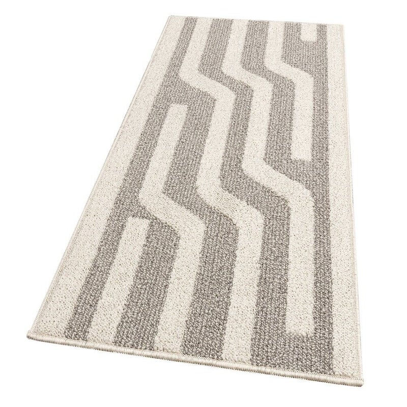 Dywanik Kuchenny W Paski 50x80 Cm 3D Miękki Obramowany Absorbent Antypoślizgowy Beżowy