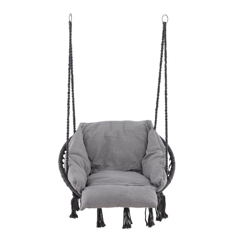 Hamtic krzesło ogrodowe wiszące zawiera poduszki do siedzenia szary.