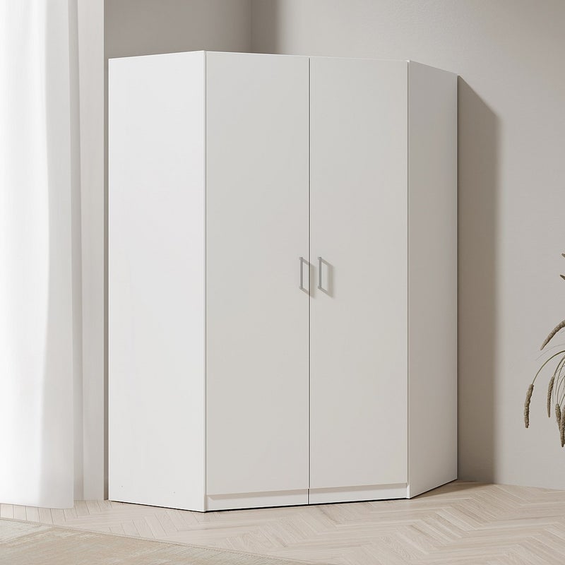 Szafa narożna 2-drzwiowa - szer. 117 cm - Biały - BELOMY