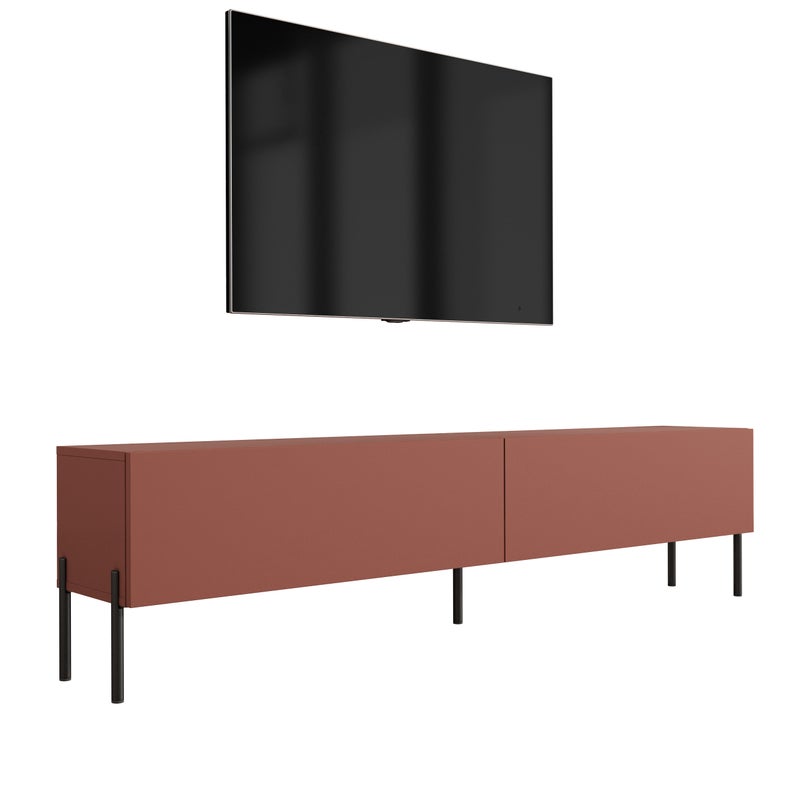 Szafka RTV: Ceglasty, 170 x 52 x 32 cm, nogi czarne