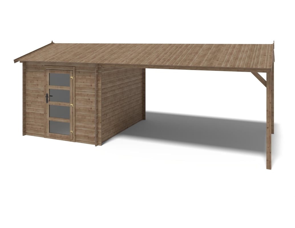 Drewniany domek ogrodowy - 2,50x3 m z dostawką 2,50x2,76 m - 7,50 m2, Impregnowany 1szt.