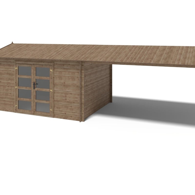 Drewniany domek ogrodowy - 4x3 m z dostawką 4x2,76 m - 12 m2, Impregnowany 1szt.