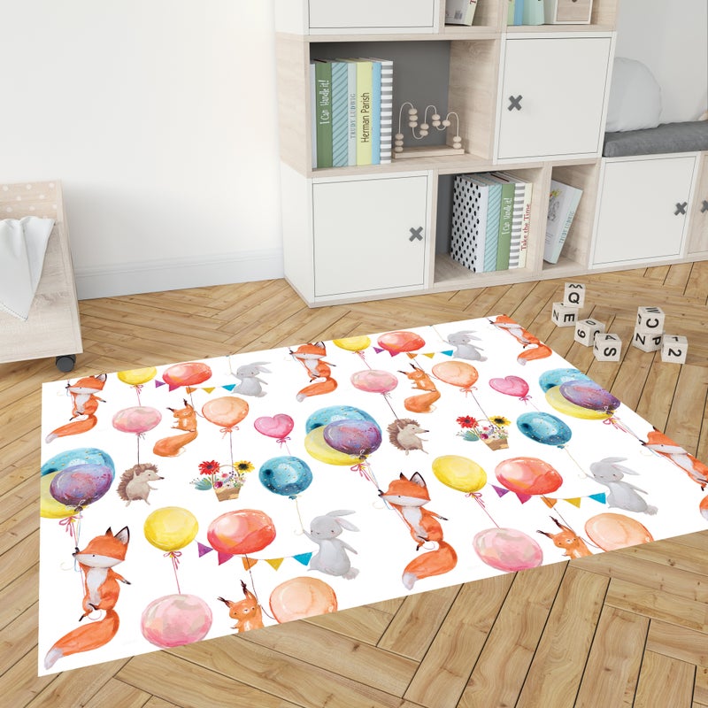 Winylowy dywan dziecięcy Party Animal 66x180 cm - Antypoślizgowy PVC, winylowy do pokoju dziecięcego, ognioodporny i zmywalny.