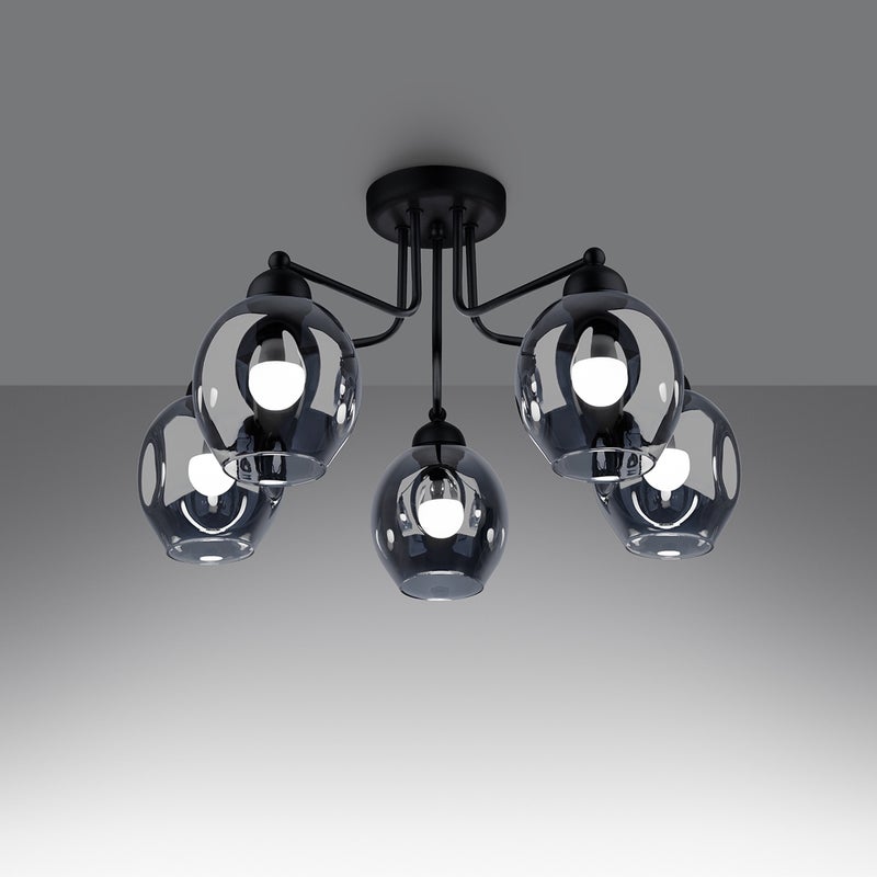 Żyrandol ALLIVON 5 czarny LED 3000K - 59x59x36cm Sollux