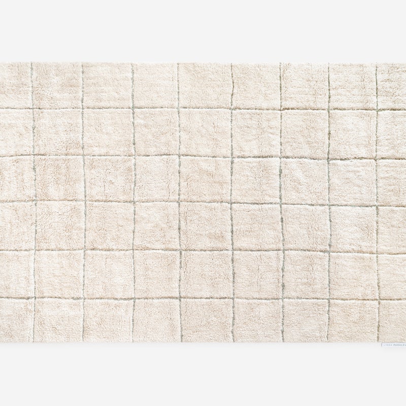 Ręcznie tkany dywan bawełniany Noa Naturalny i Zielony 120x180 cm – Nowoczesny i minimalistyczny design