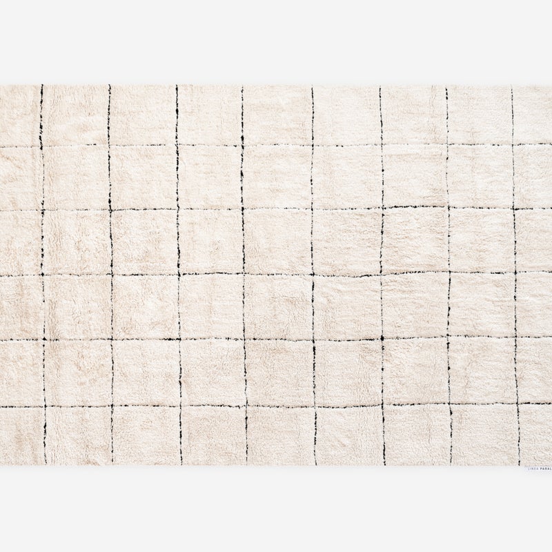 Dywan bawełniany Noa 120x180 cm Naturalny i Czarny – Ręcznie robiony, minimalistyczny wzór geometryczny