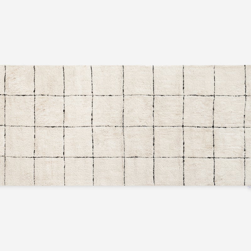 Ręcznie tkany dywan bawełniany Noa Naturalny i Czarny 80x200 cm – Nowoczesny i minimalistyczny design