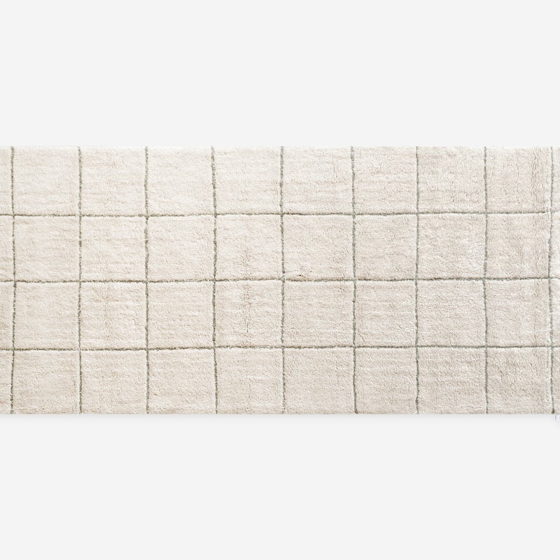 Ręcznie tkany dywan bawełniany Noa Naturalny i Zielony 80x200 cm – Nowoczesny i minimalistyczny design