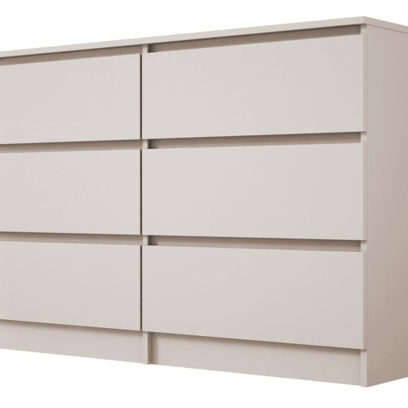 Komoda, 6 szuflad, kaszmir, 120 x 39 x 79 cm