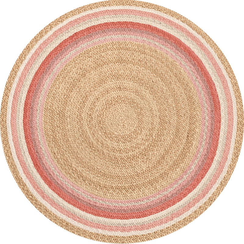 Dziecięcy dywan winylowy różowe linie [średnica] 100 cm - Antypoślizgowy PVC, winylowy do pokoju dziecięcego, ognioodporny i zmywalny.