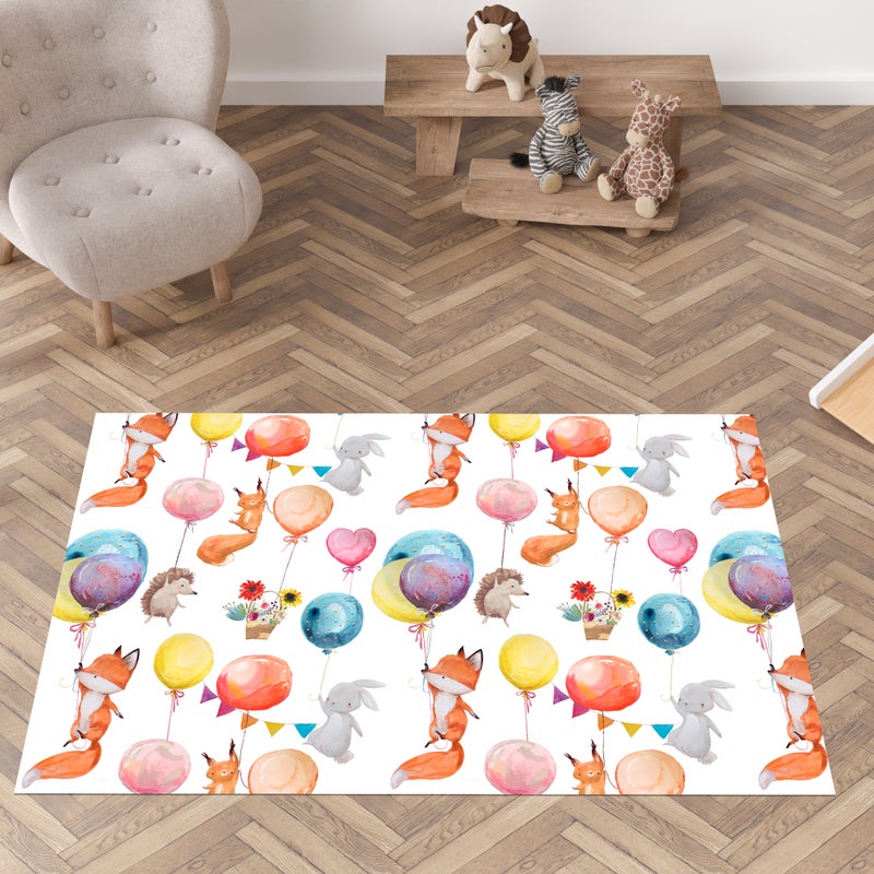 Winylowy dywan dziecięcy Party Animal 66x100 cm - Antypoślizgowy PVC, winylowy do pokoju dziecięcego, ognioodporny i zmywalny.