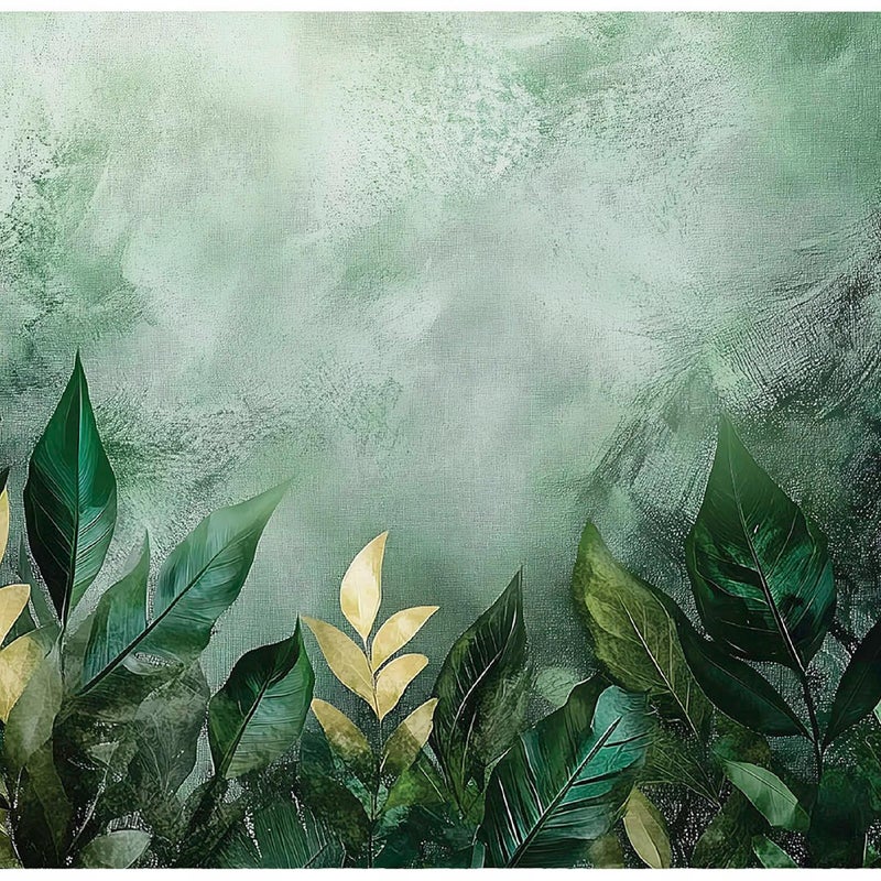 Fototapeta Liście Zielony Beton Abstrakcja 400x280 cm Tapeta Do Sypialni Salonu Kuchni Na Flizelinie
