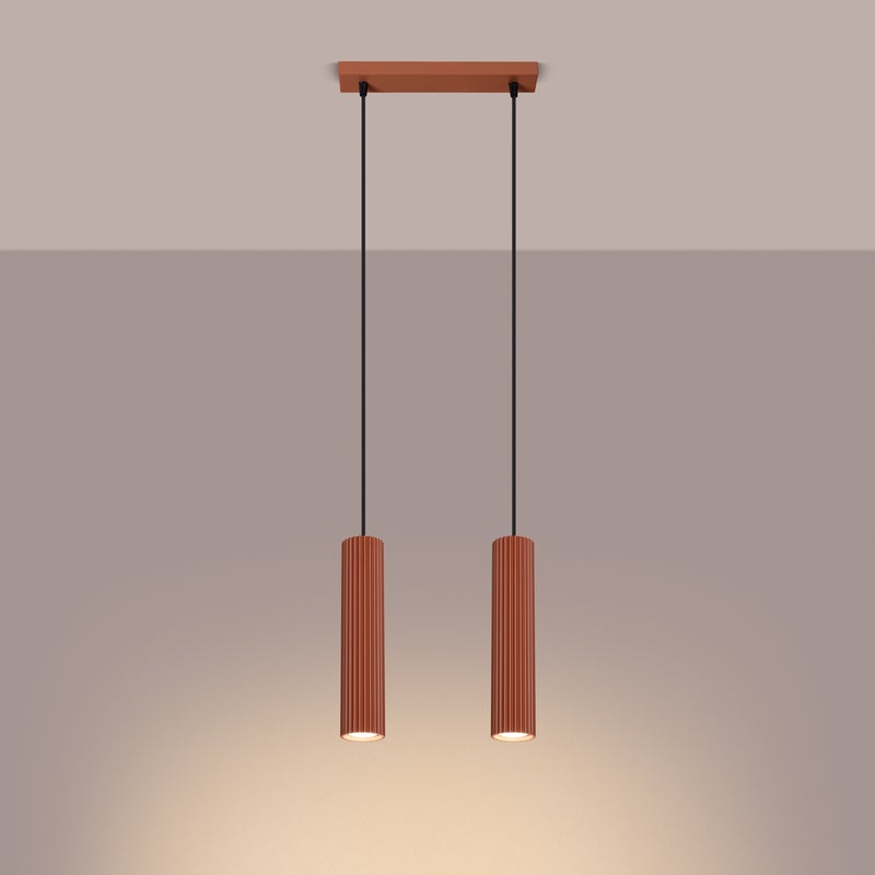 Lampa wisząca GLOOW 2 ochra czerwona LED 3000K - 30x6.5x90cm Sollux