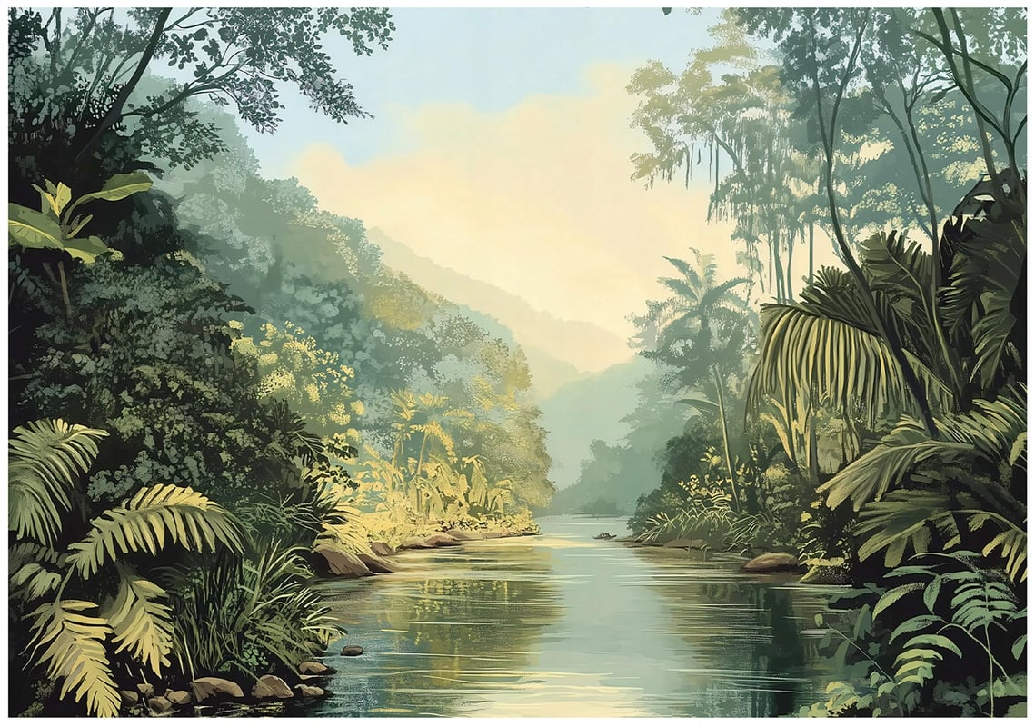 Fototapeta Dżungla 3D Krajobraz Natura 350x250 cm Tapeta Do Sypialni Salonu Kuchni Na Flizelinie