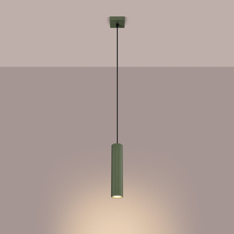 Lampa wisząca GLOOW 1 zielony oliwkowy LED 3000K - 8x8x118cm Sollux