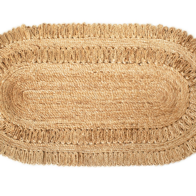 Owalny dywan z juty COOL ręcznie wykonany 80x150 cm – styl naturalny