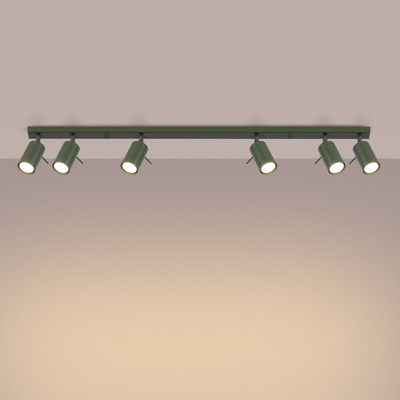 Plafon BRIIX 6L zielony oliwkowy LED 3000K - 117x6x17cm Sollux