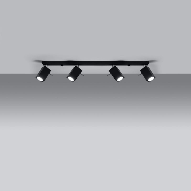 Plafon BRIOW 4L czarny LED 3000K - 80x6x16cm Sollux