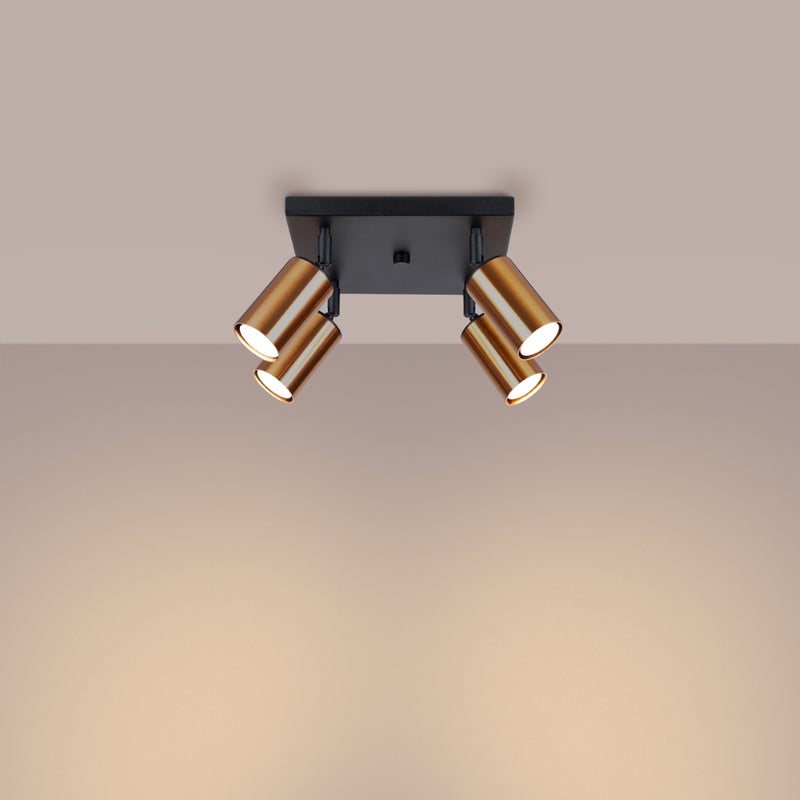 Plafon GLOIS 4 czarny/miedź LED 3000K - 25x25x19cm Sollux