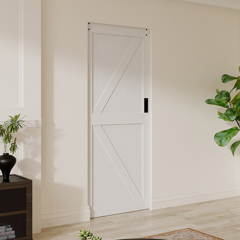 Drzwi przesuwne chowane w ścianie z drewna i MDF - biały - wys. 205 x szer. 93 cm - NEFARA