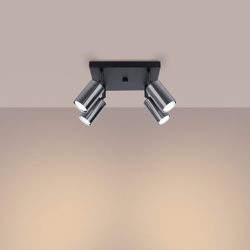 Plafon GLOIS 4 czarny/chrom LED 3000K - 25x25x19cm Sollux