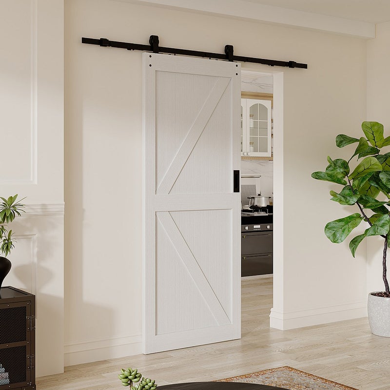 Drzwi przesuwne naścienne - Drewno i MDF - biały - wys. 205 x szer. 93 cm - NEFARA