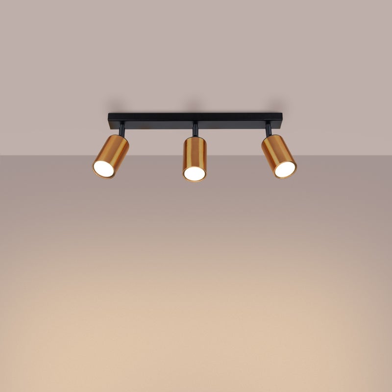 Plafon GLOIS 3 czarny/miedź LED 3000K - 45x6x18.5cm Sollux