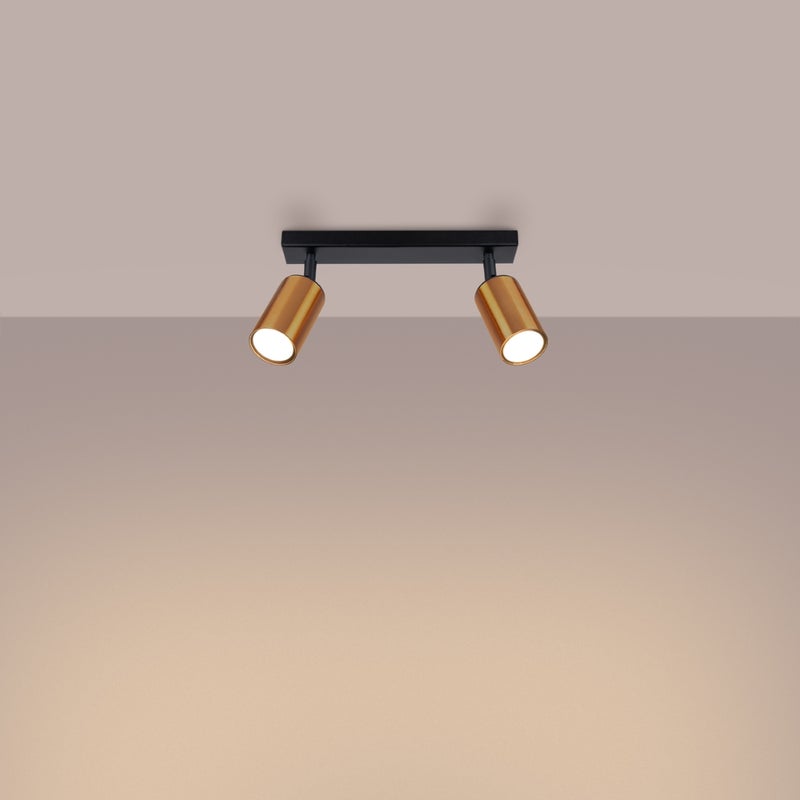 Plafon GLOIS 2 czarny/miedź LED 3000K - 30x6x18.5cm Sollux