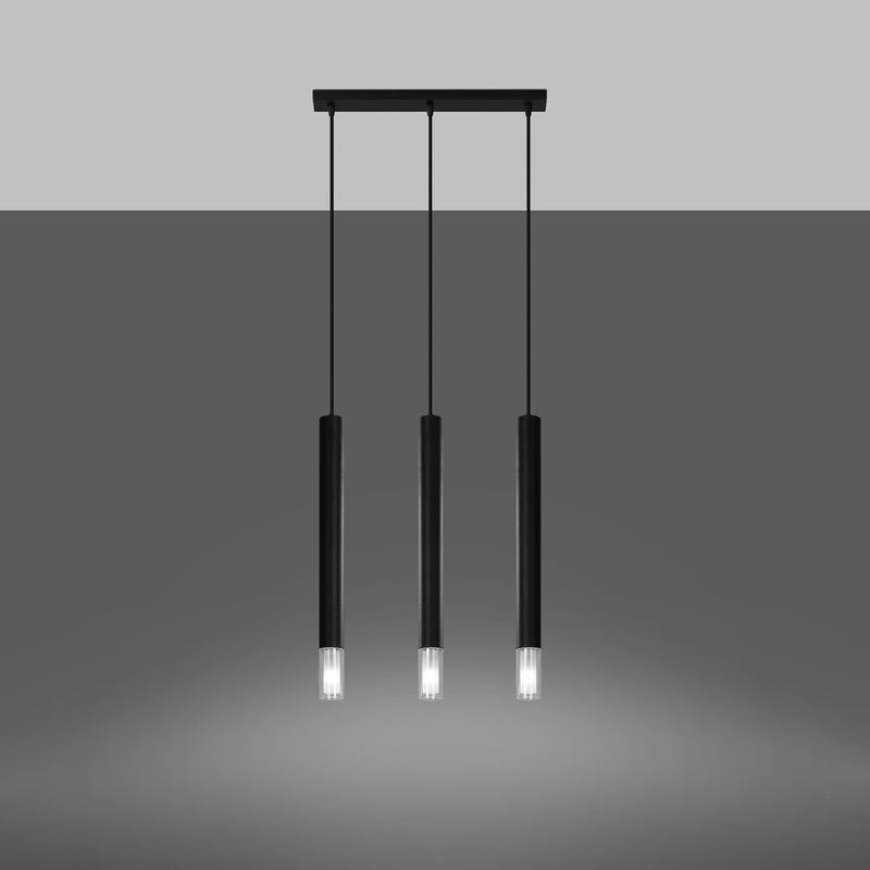 Lampa wisząca ECLIM 3 czarna LED 3000K - 45x6x120cm Sollux