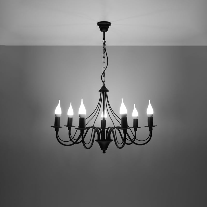 Żyrandol VIVOW 7 czarny LED 3000K - 60x60x80cm Sollux