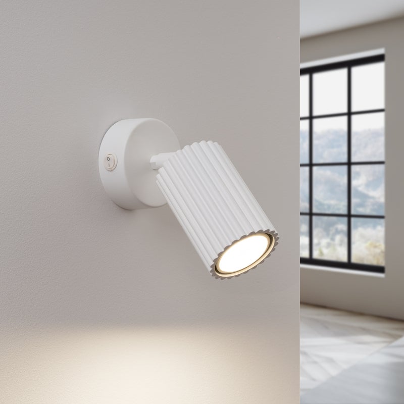 Kinkiet GLOOW biały z włącznikiem LED 3000K - 8x16x16cm Sollux