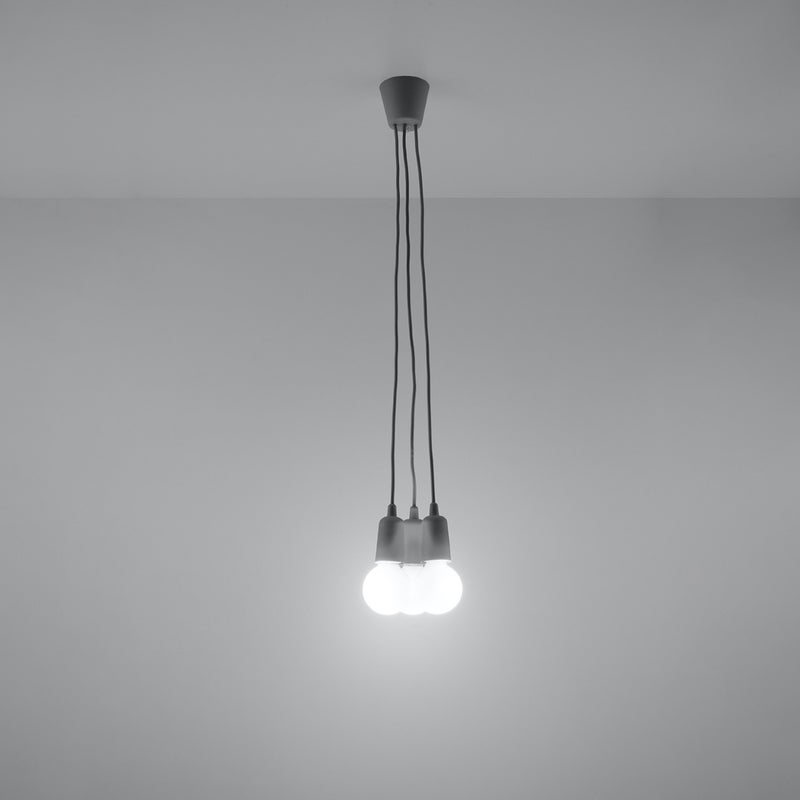 Lampa wisząca ASTIS 3 szara LED 3000K - 15x15x90cm Sollux