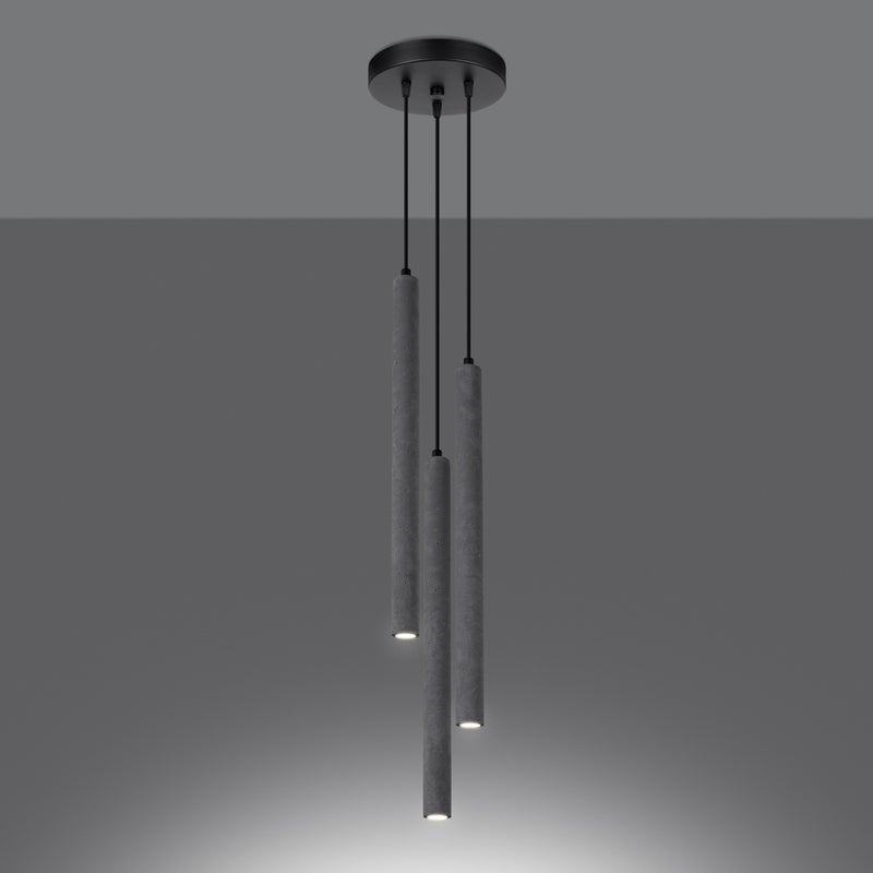 Lampa wisząca BRILL 3P beton LED 3000K - 19.5x19.5x115cm Sollux