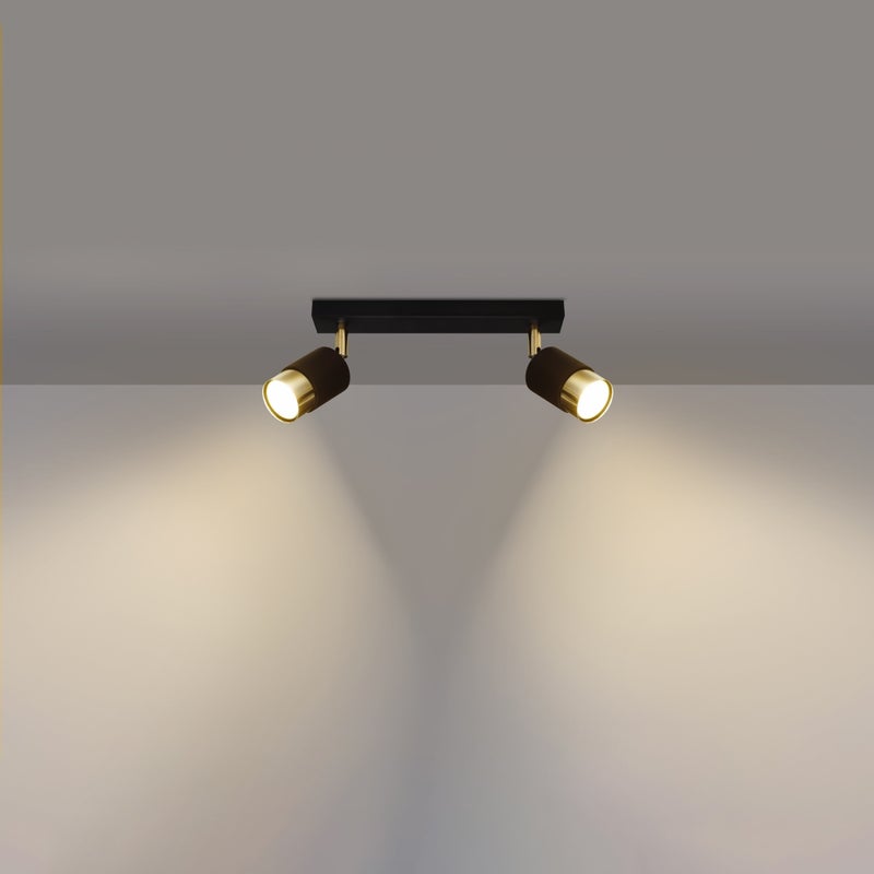 Plafon ALVOR 2 czarny/złoty LED 3000K - 30x5x18cm Sollux