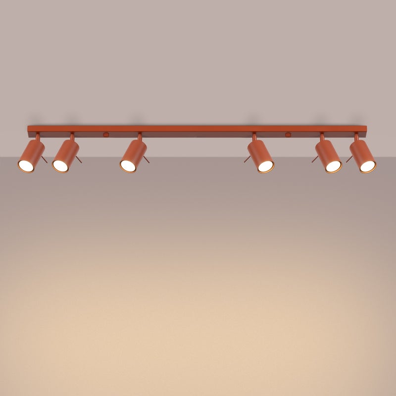 Plafon BRIIX 6L ochra czerwona LED 3000K - 117x6x17cm Sollux