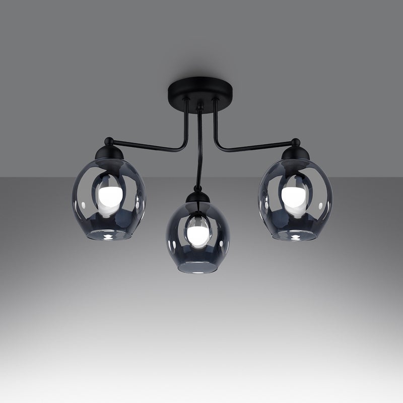 Żyrandol ALLIVON 3 czarny LED 3000K - 54x54x36cm Sollux