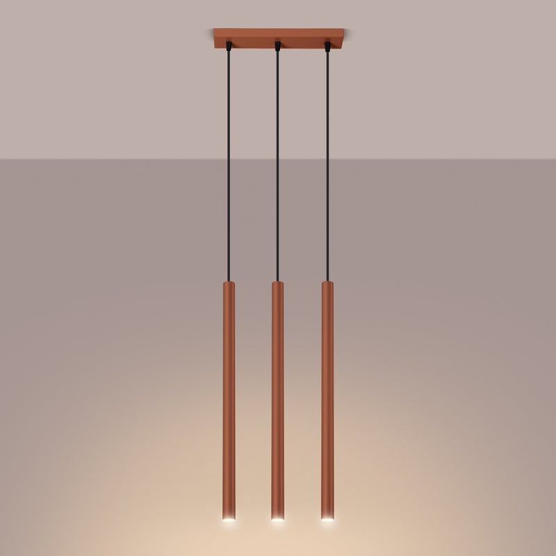 Lampa wisząca BRILL 3 ochra czerwona LED 3000K - 30x5x94cm Sollux