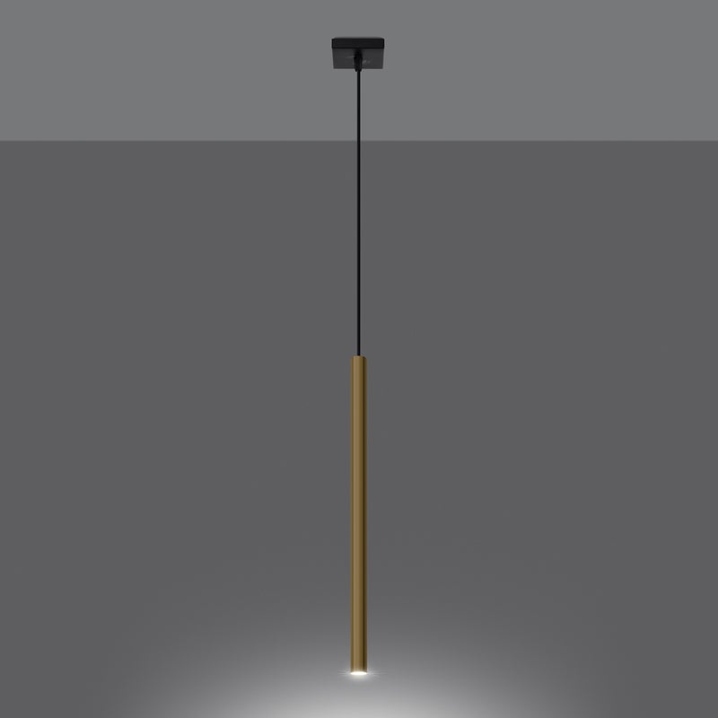 Lampa Wisząca BRILL 1 złoty połysk LED 3000K - 8x8x100cm Sollux