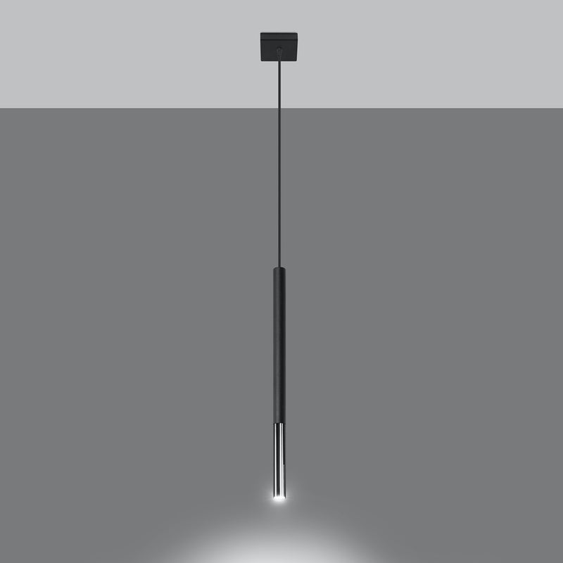 Lampa wisząca FLAR 1 czarny/chrom LED 3000K - 8x8x100cm Sollux
