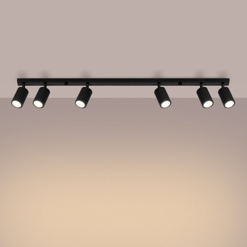Plafon GLOOW 6L czarny LED 3000K - 117x6.5x16.5cm Sollux