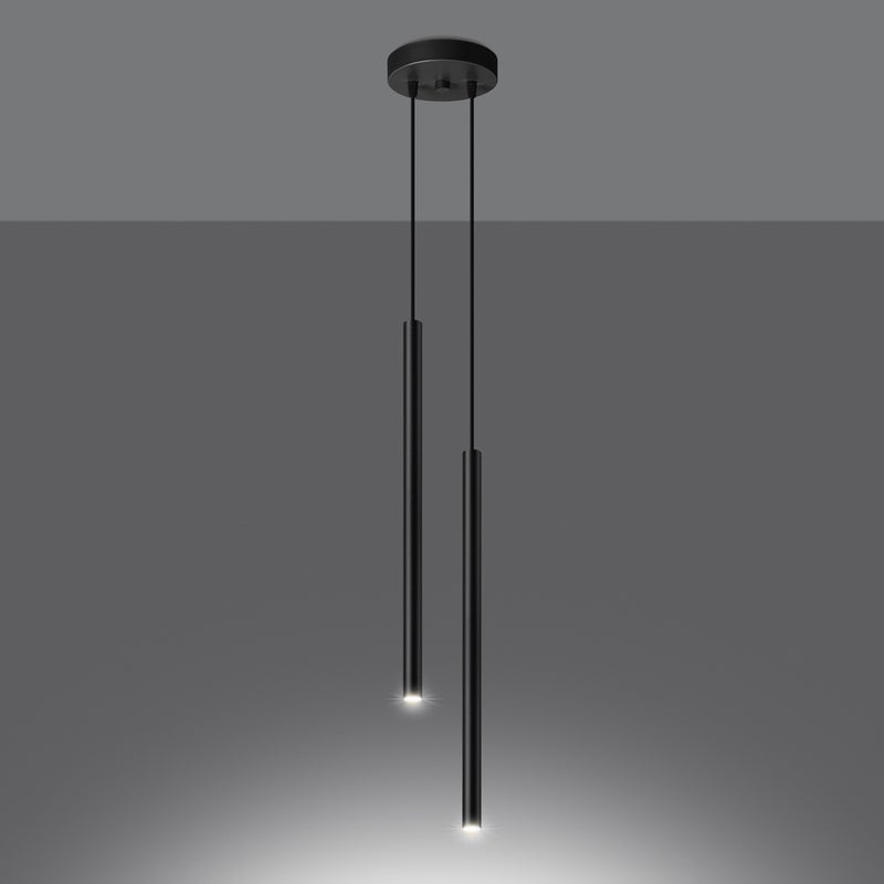 Lampa wisząca BRILL 2 czarna LED 3000K - 15x15x118cm Sollux
