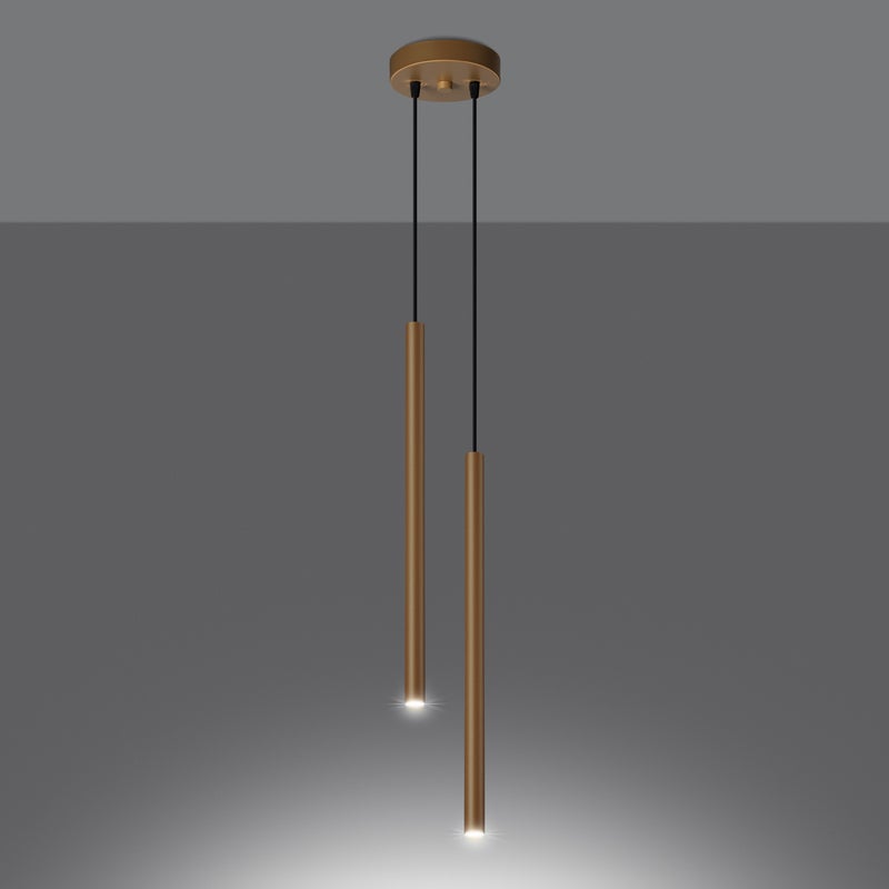 Lampa wisząca BRILL 2 złota LED 3000K - 15x15x118cm Sollux