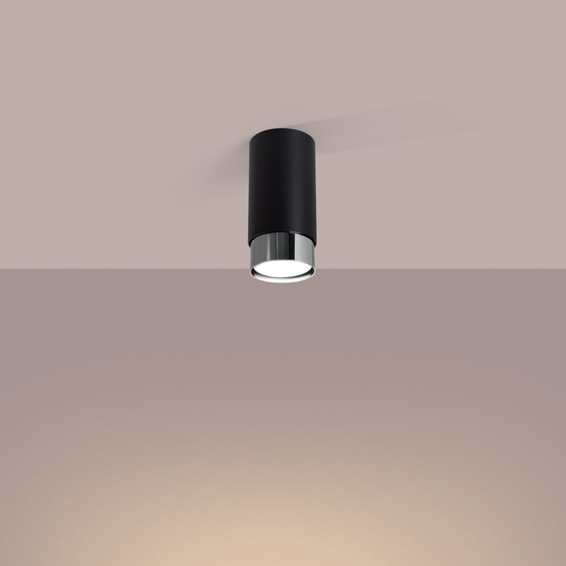 Plafon ALVOR 12,5 czarny/chrom LED 3000K - 6x6x12.5cm Sollux