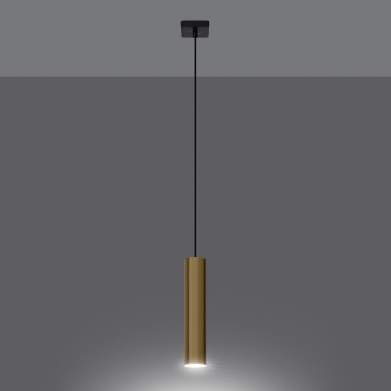 Lampa Wisząca TORIS 1 złoty połysk LED 3000K - 8x8x100cm Sollux