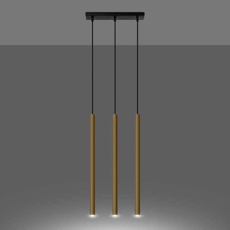 Lampa Wisząca BRILL 3L złoty połysk LED 3000K - 30x5x90cm Sollux
