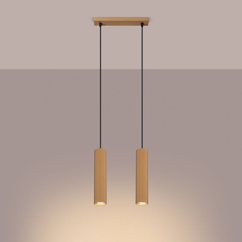Lampa wisząca GLOOW 2 złoty LED 3000K - 30x6.5x90cm Sollux