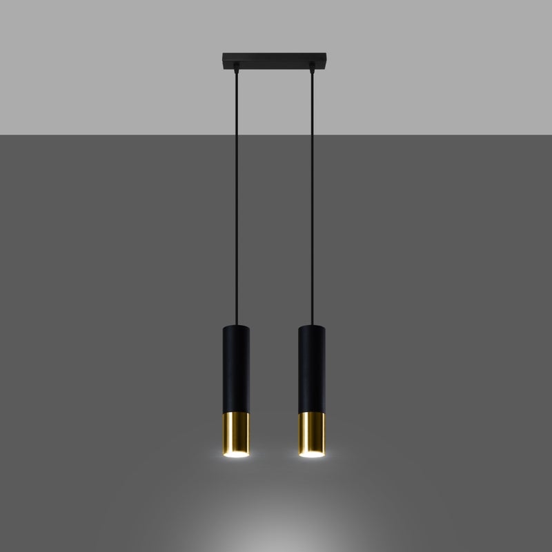 Lampa wisząca ZARPEX 2 czarny/złoty LED 3000K - 30x6x90cm Sollux