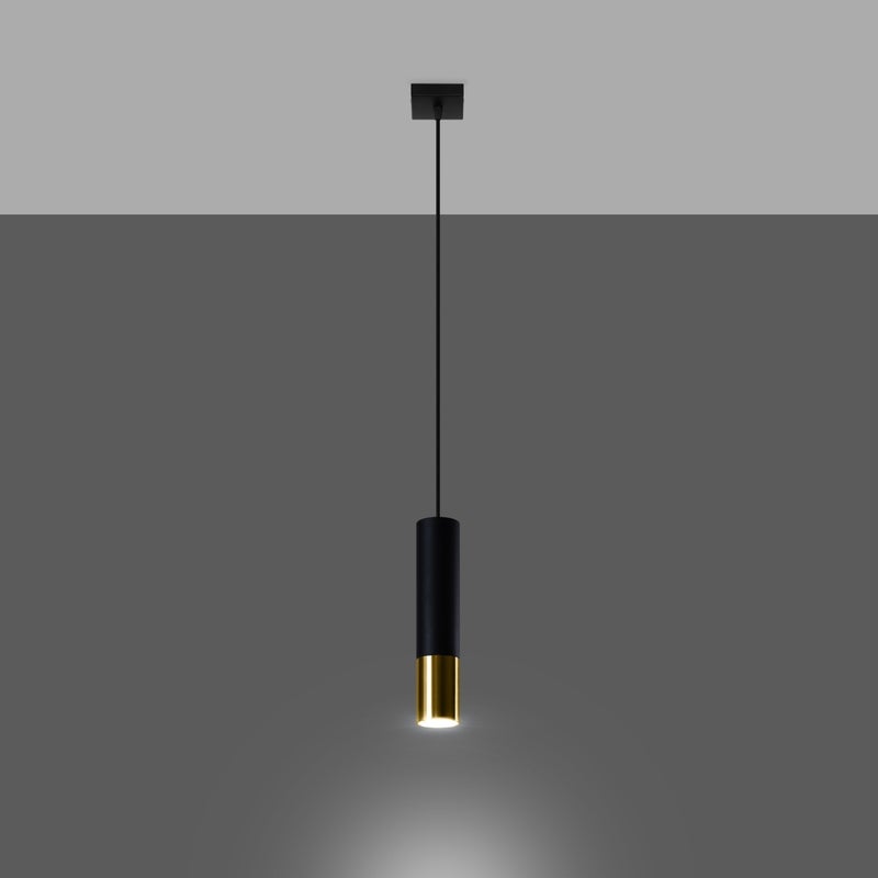 Lampa wisząca ZARPEX 1 czarny/złoty LED 3000K - 8x8x100cm Sollux