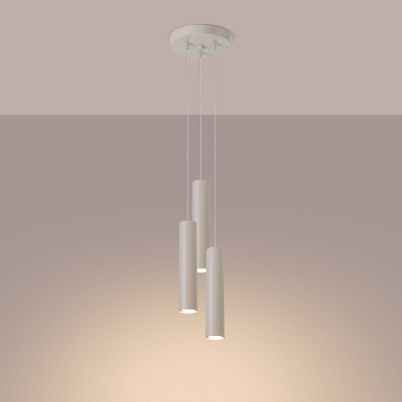Lampa wisząca TORIS 3P beżowa LED 3000K - 19.5x19.5x108cm Sollux