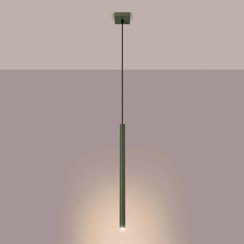Lampa wisząca BRILL 1 zielona oliwka LED 3000K - 8x8x114cm Sollux